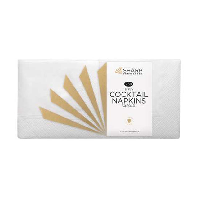 sharp cocktail napkin 2 ply white 1 4 fold 240 mm x 240 mm 250 pack