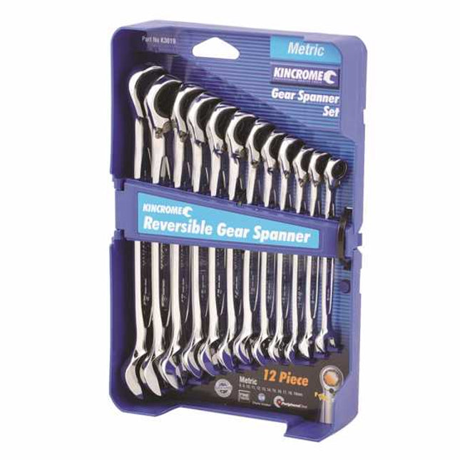kincrome 12 pc rev comb gear spanner set metric each