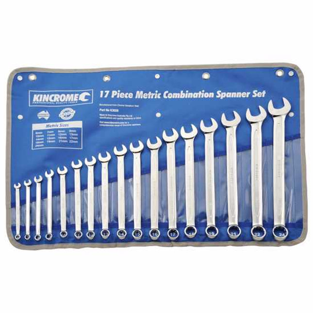 kincrome 17 piece combination spanner set metric each