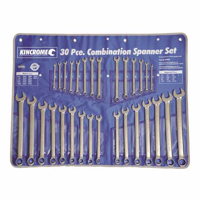 kincrome 30 piece comb spanner set metric a f each