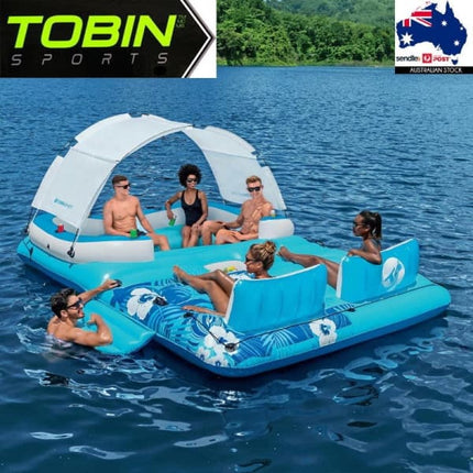 new tobin sports 6 person tropical breeze inflatable island 3 7 x 2 6m