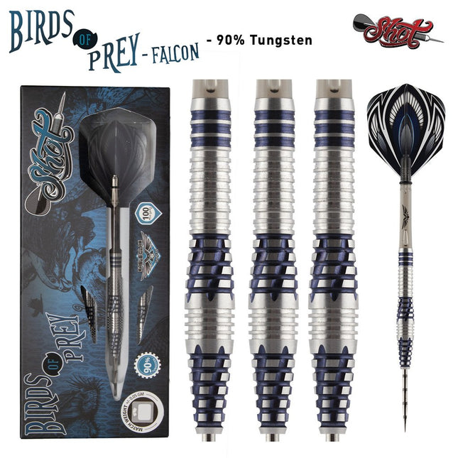 birds of prey falcon steel tip dart set 90 tungsten barrels