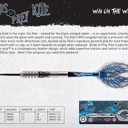 birds of prey kite steel tip dart set 80 tungsten barrels