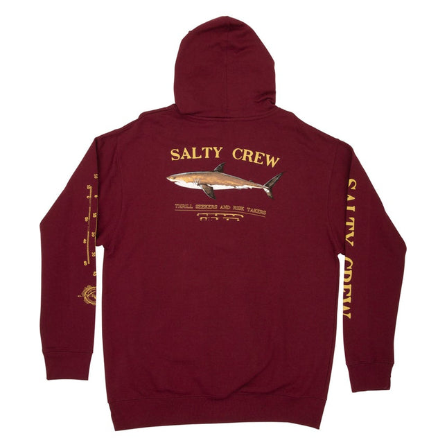 salty crew bruce hood fleece burgundy med