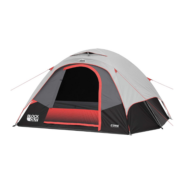 core 6 person lighted blockout tent with full rainfly