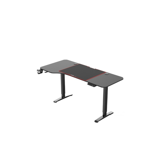 carbon finished electrical height adjustable desk with jumbo mouse pad