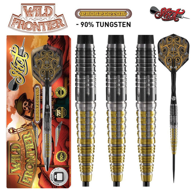 wild frontier prospector steel tip dart set 90 tungsten barrels