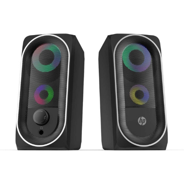 hp dhe 6001 rgb backlit gaming stereo speakers with 3d sound effect black