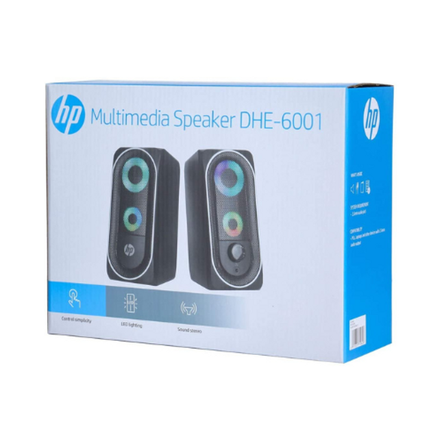 hp dhe 6001 rgb backlit gaming stereo speakers with 3d sound effect black