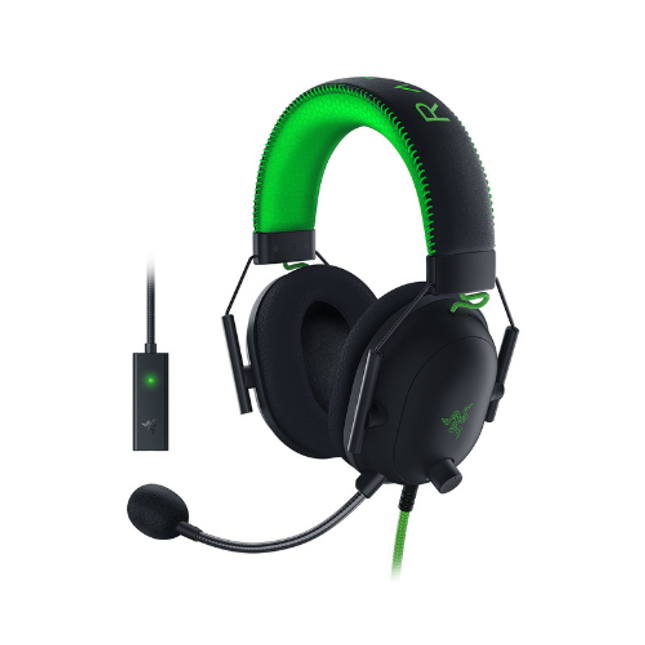 Razer BlackShark V2 Wired Gaming Headset with USB Sound Card Black Green