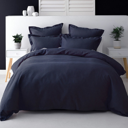 nova waffle navy duvet cover set queen size