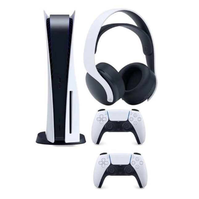 Playstation PS5 Console Disk Edition White, 2 x DualSense Wireless Controlle and Pulse 3D Headset Bundle