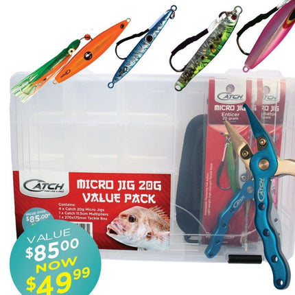 catch microjig 20g value pack tackle box