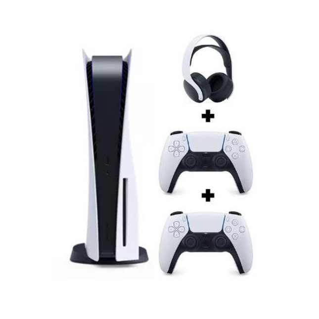 Playstation PS5 Console Disk Edition White, 2 x DualSense Wireless Controlle and Pulse 3D Headset Bundle