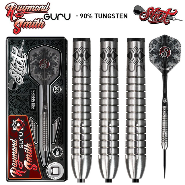 shot pro series raymond smith steel tip dart set 90 tungsten barrels