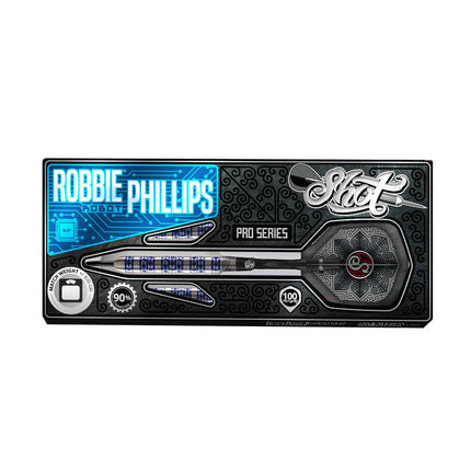 shot pro series robbie phillips steel tip dart set 90 tungsten barrels