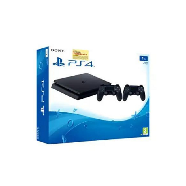 Playstation PS4 Console Slim Edition 1TB and 2 Controllers Bundle