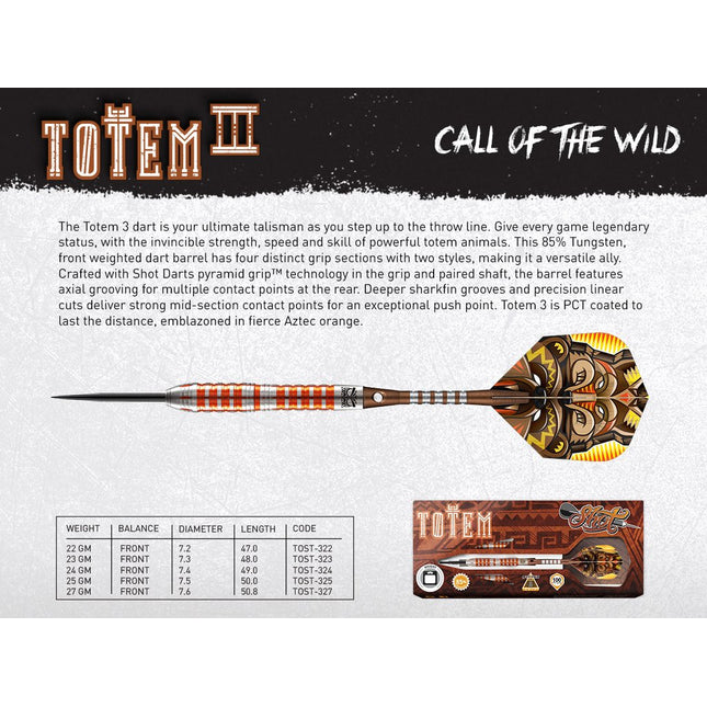 totem 3 series steel tip dart set 85 tungsten