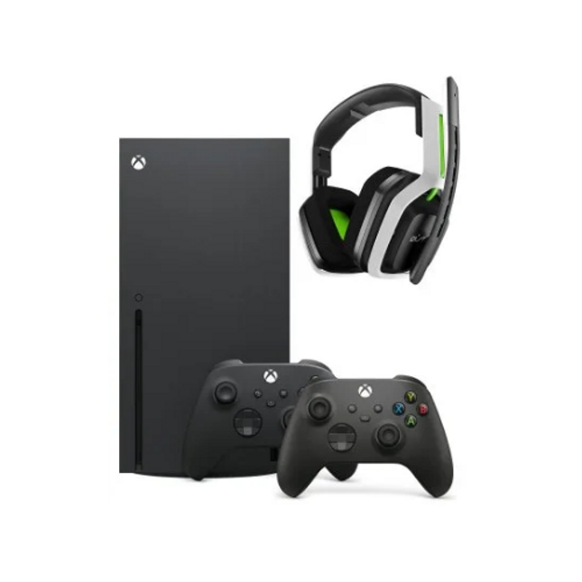 Microsoft Xbox X Console 1TB Black, 2 Controllers and 1 Headphone Bundle