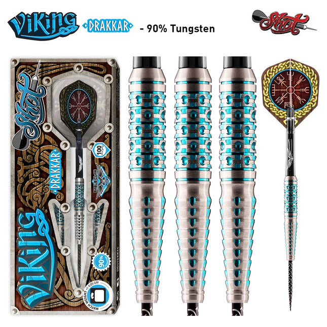 viking drakkar steel tip dart set 90 tungsten barrels