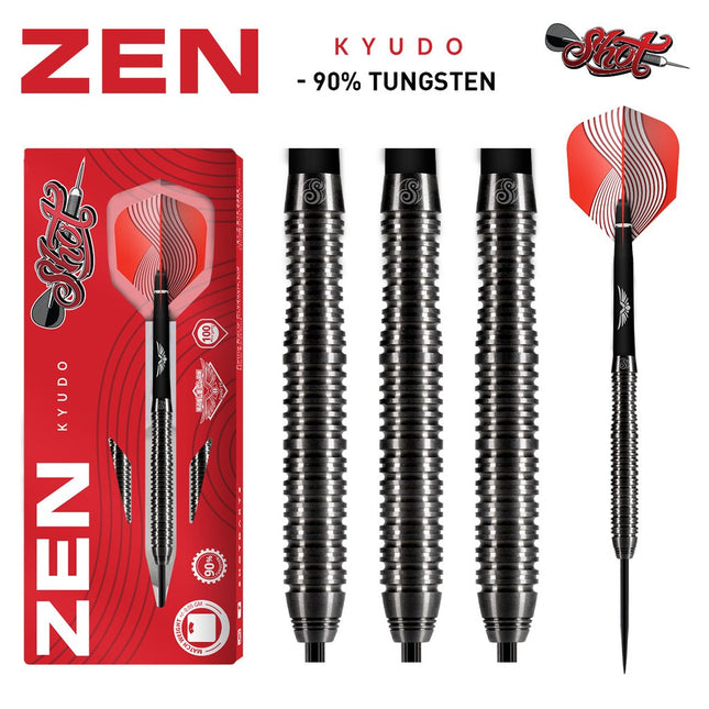 shot zen kyudo steel tip dart set 90 23gm
