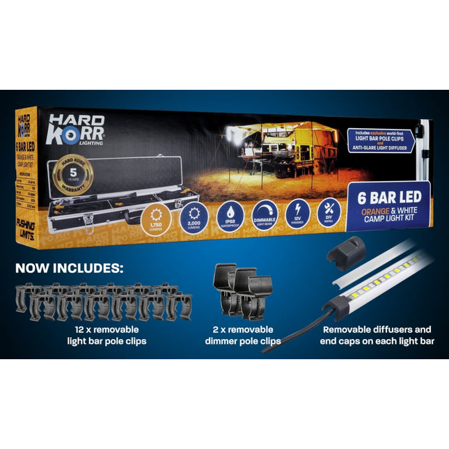 korr 5 bar led camping kit org wht