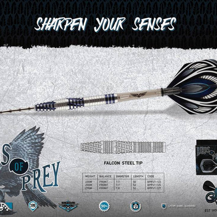 birds of prey falcon steel tip dart set 90 tungsten barrels