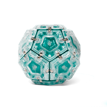 set of 12 aquamarine magnetic pentagons