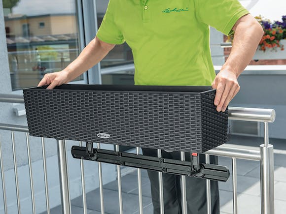 Lechuza BALCONERA Cottage 80 Noir Graphite - Jardinière Balcon Avec Arrosage Automatique