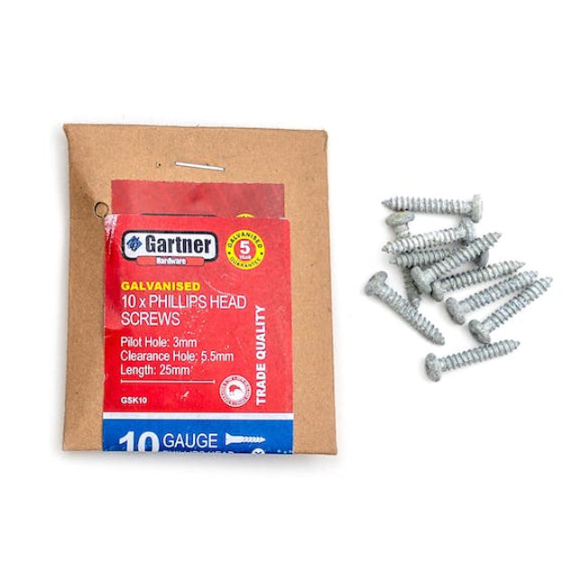 galvanised screws gauge 10 25 mm 10 pack