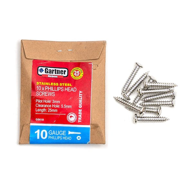 stainless steel screws gauge 10 25 mm 10 pack