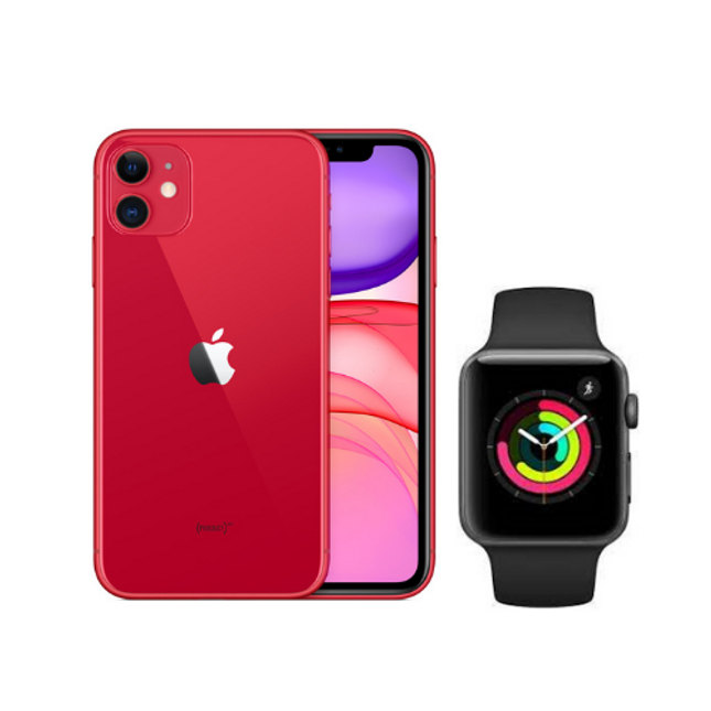 iPhone 11 64 GB Red + Apple Watch Series 3 38mm Bundle