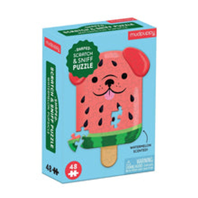 watermelon pupsicle 48 piece scratch and sniff shaped mini puzzle