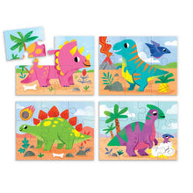 4 in a box puzzle sets dino friends