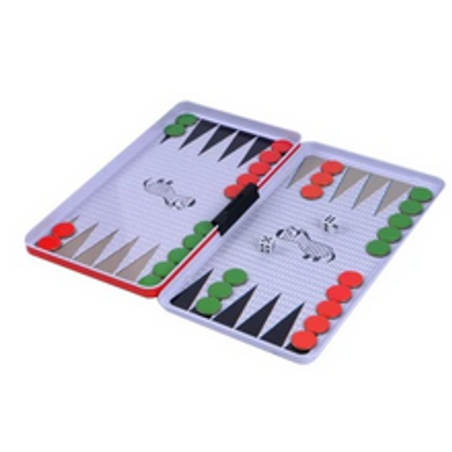 travel game tin backgammon