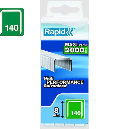 rapid flatwire staples galvanised 140 8 pack of 2000