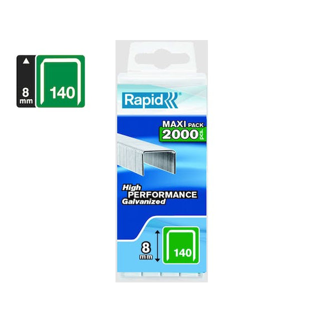 rapid flatwire staples galvanised 140 8 pack of 2000