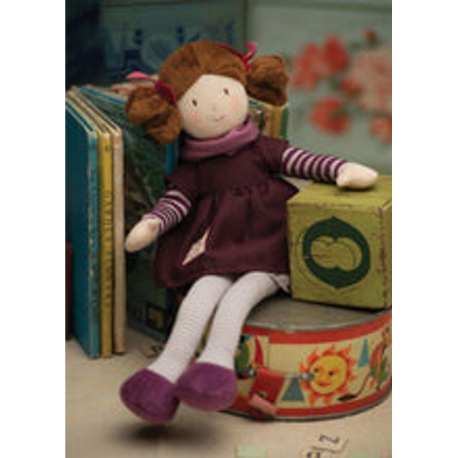 evie small rag doll 35 cm mauve dress