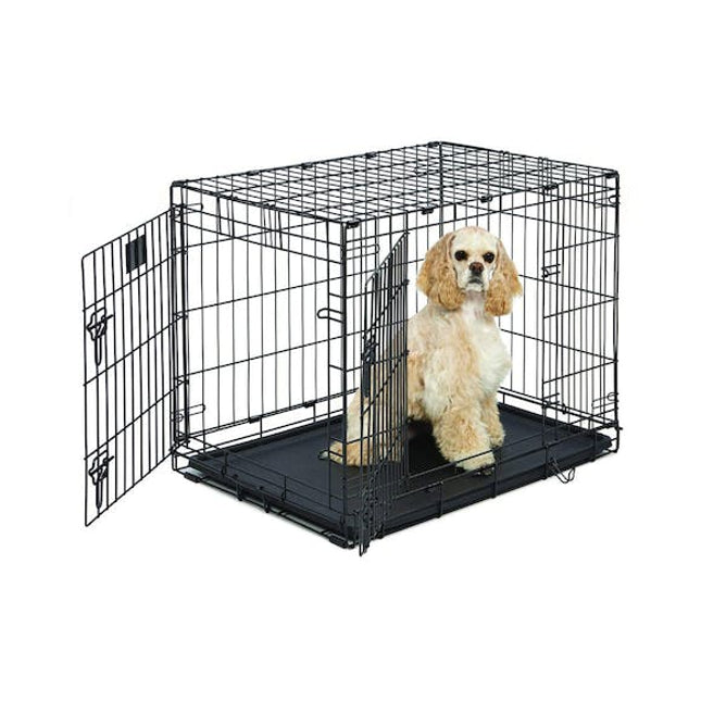 fetch dog crate cage double door foldable medium