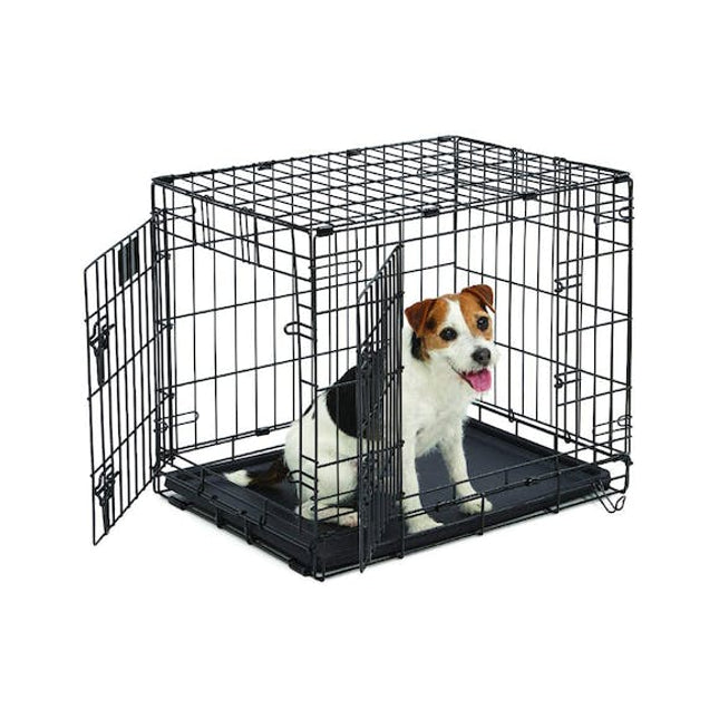 fetch dog crate cage double door foldable small