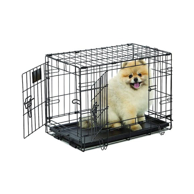 fetch dog crate cage double door foldable x small