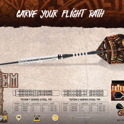 totem 1 series steel tip dart set 85 tungsten barrels
